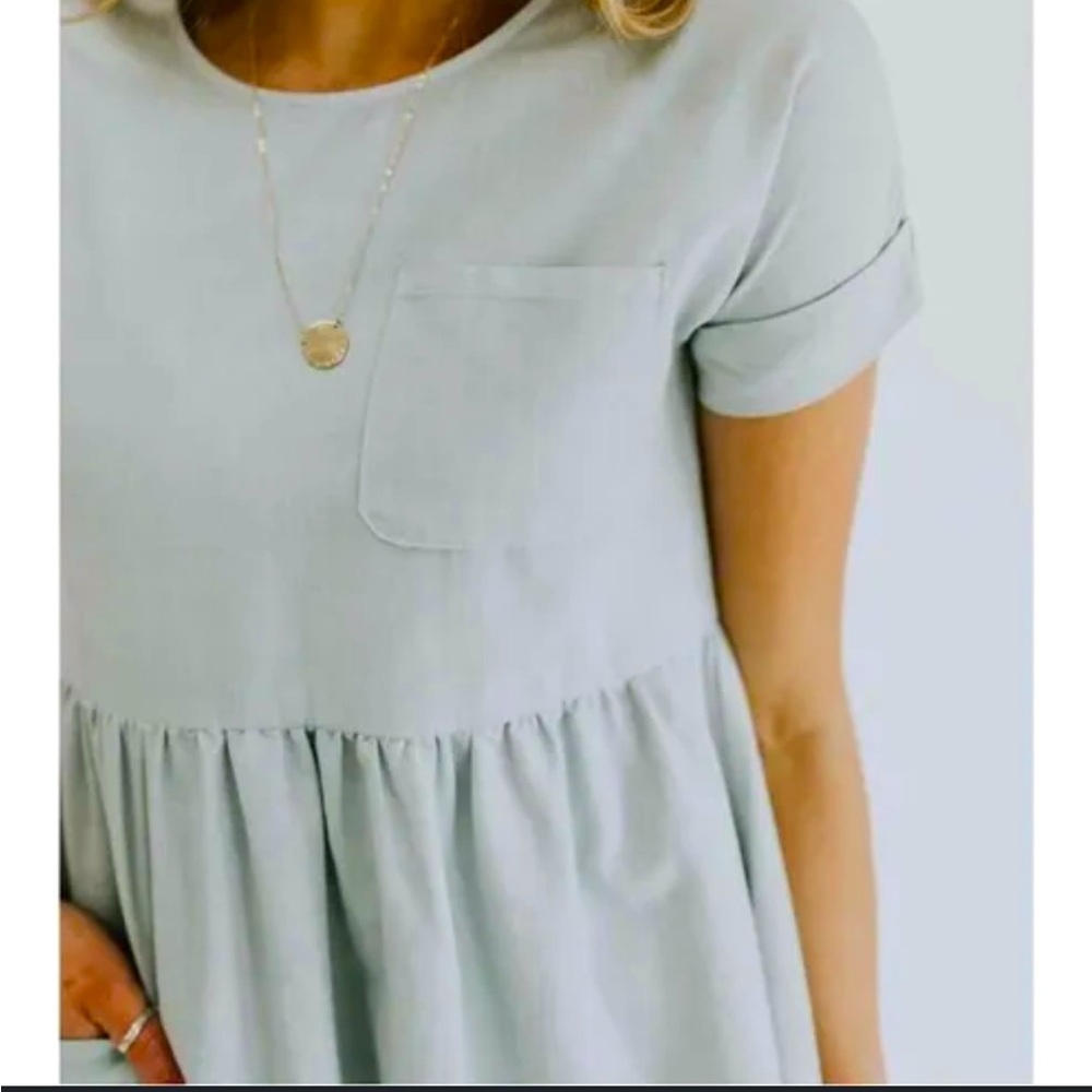 Roolee Blue Chambray Denim Dress Midi